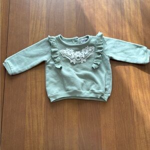 Nicole Miller Light Green Kids Sweater with Ruffles